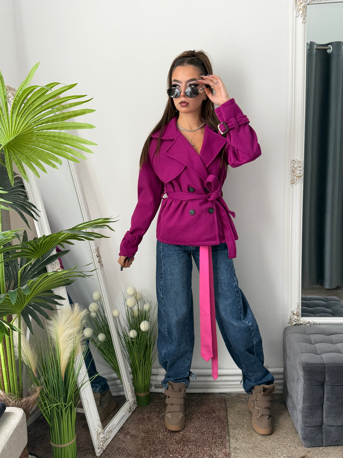 Palton scurt fucsia ANNE