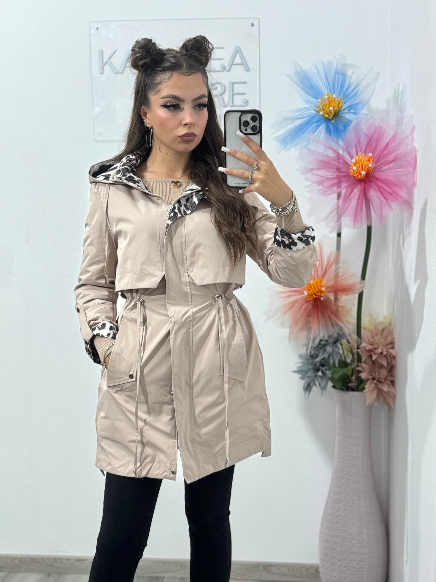 Trench din fâș cu Animalprint Alice
