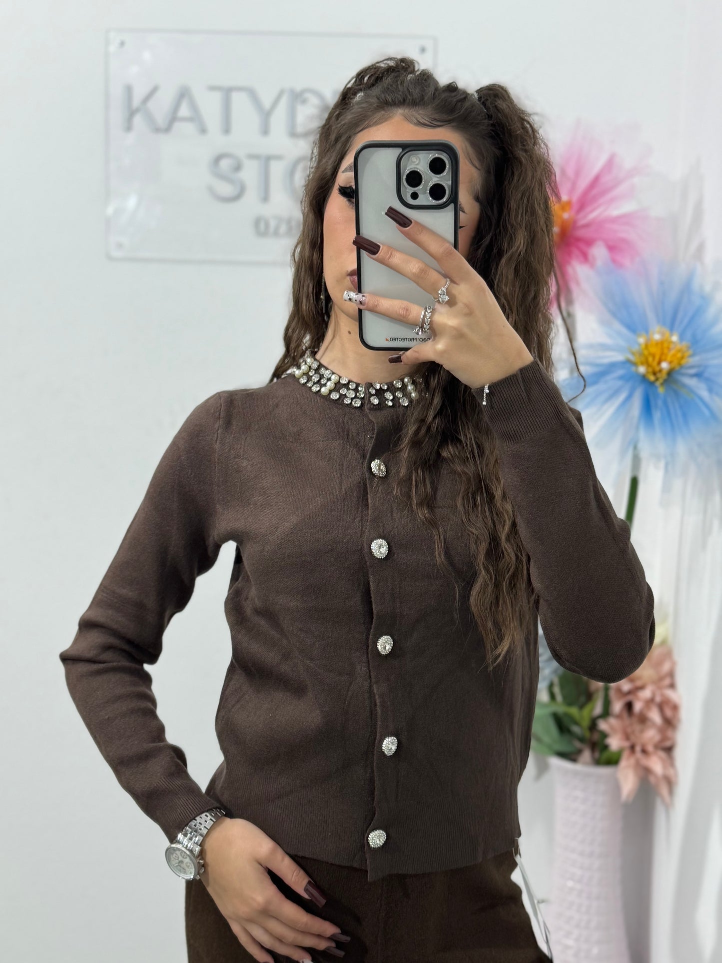 Pulover din tricot cu cristale Mara