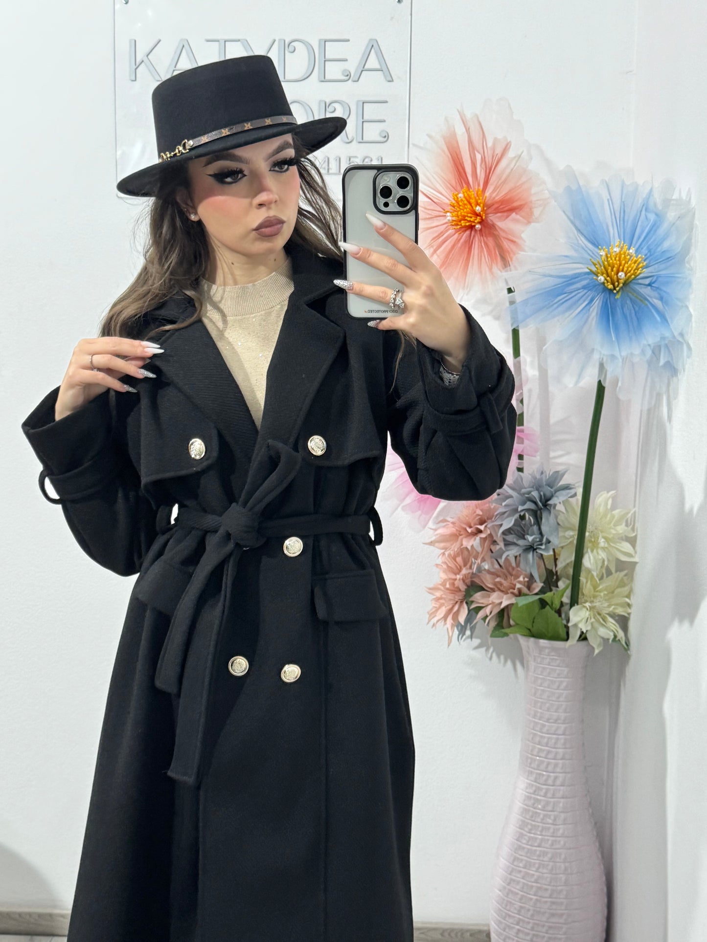 Palton negru ELEGANCE