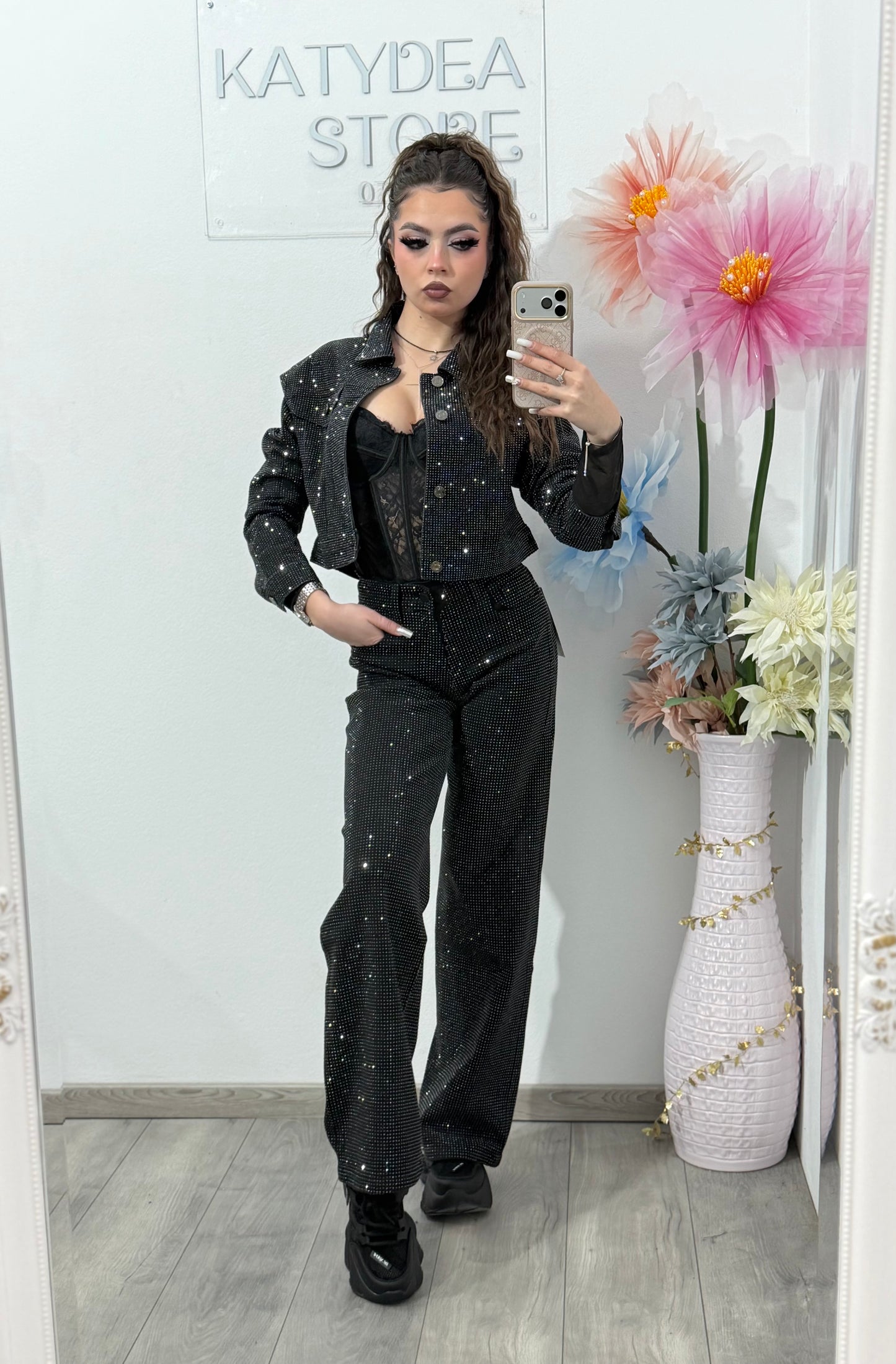 Blugi WideLeg full piatră Xonia