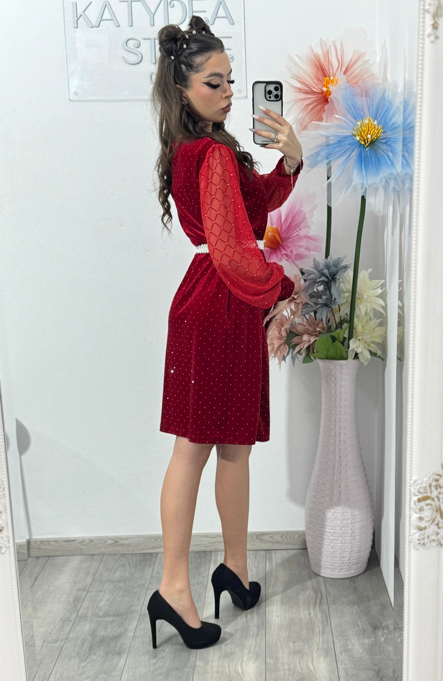 Rochie din catifea tip A SOFIA