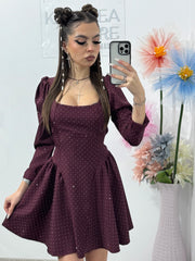 Rochie grena cu cristale ștanțate  EVA