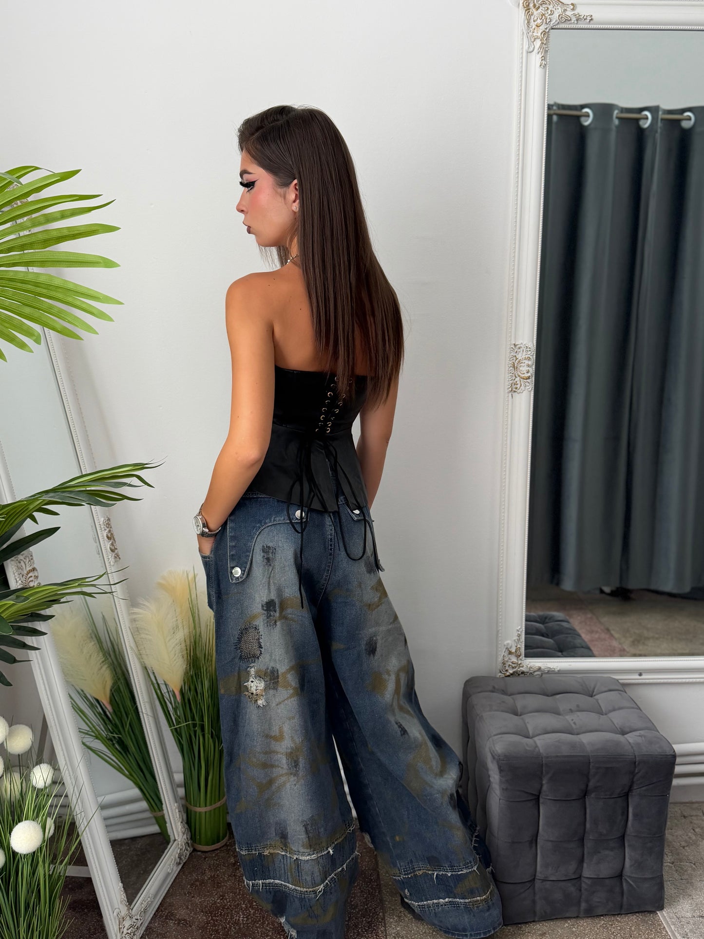 Jeans BalloonFit cu detalii aurii JAQUELINE