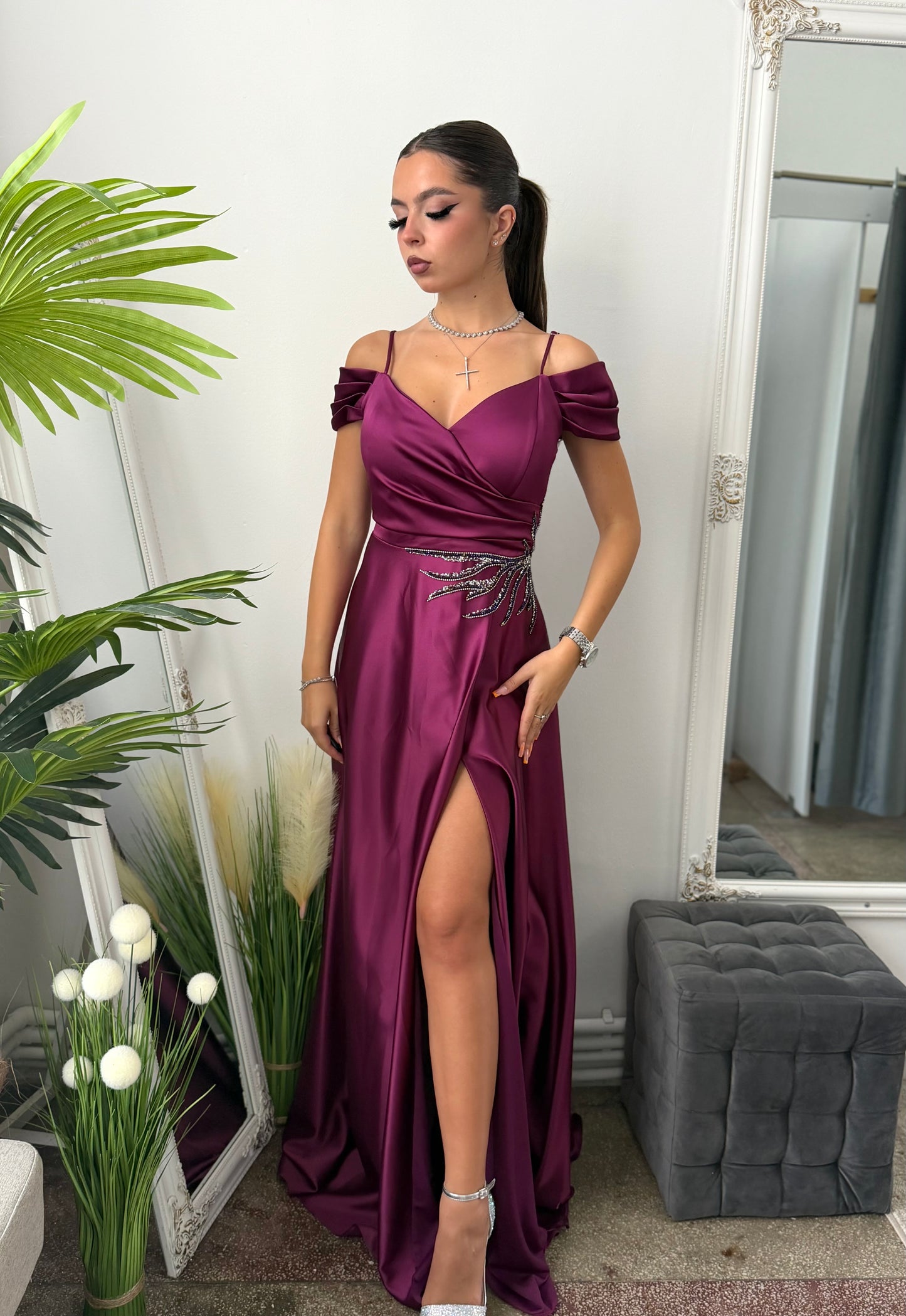 Rochie elegantă prună KARINNA