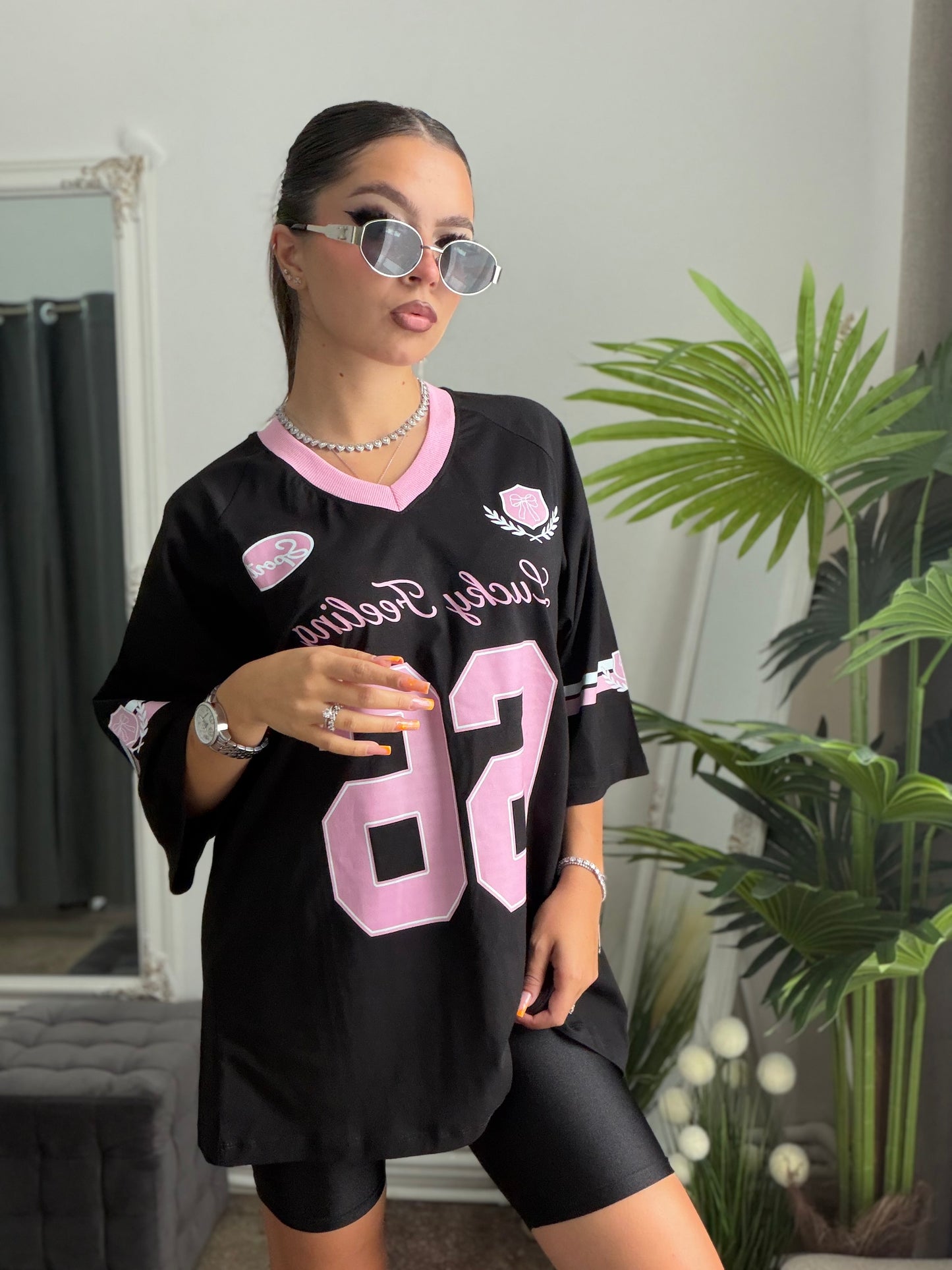 Tricou oversize negru LUCKY
