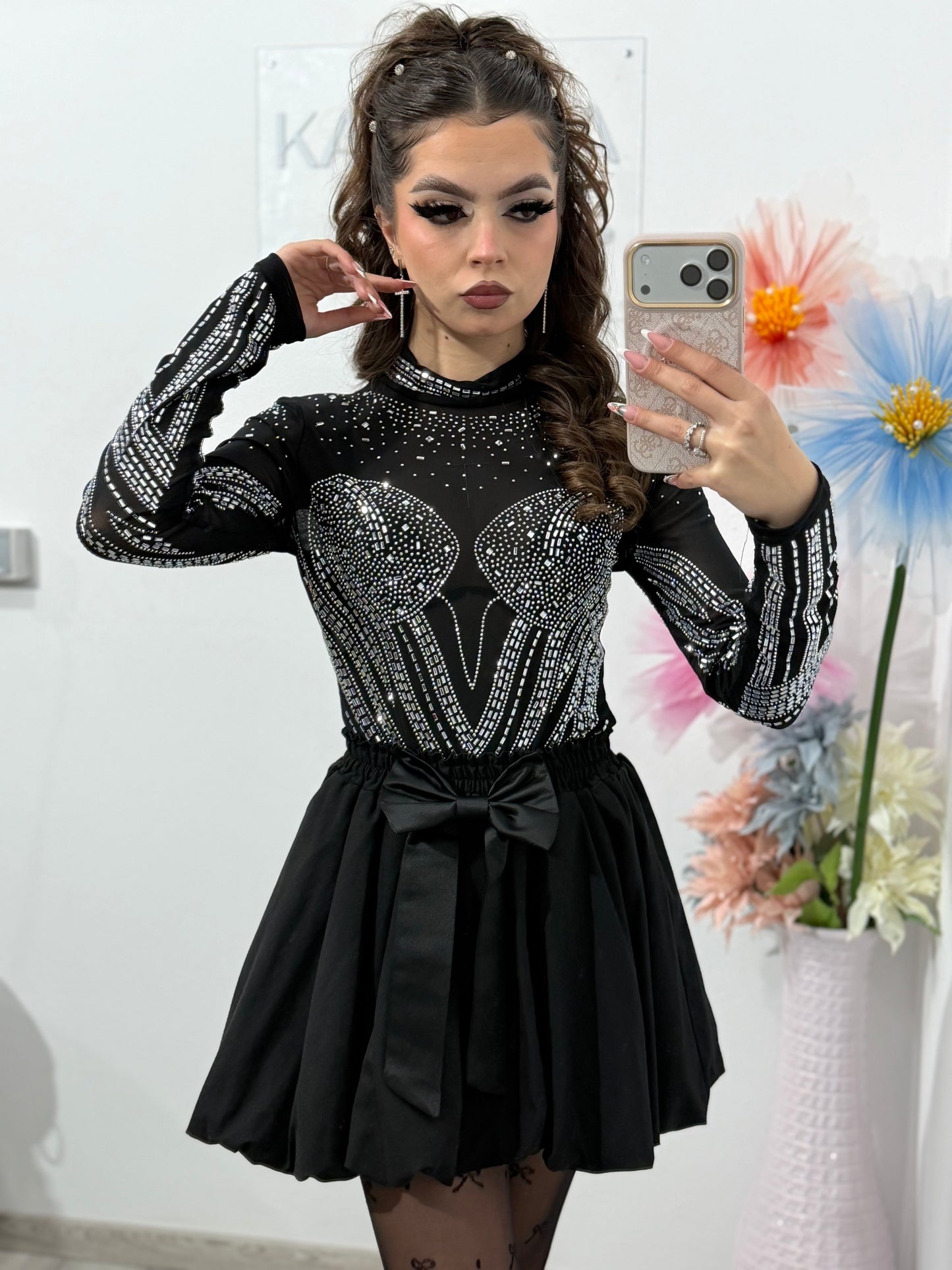 Body din tulle cu cristale ștanțate DELUXE