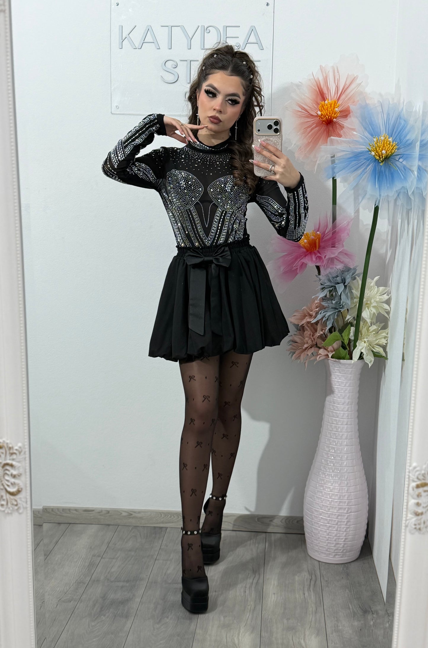 Body din tulle cu cristale ștanțate DELUXE