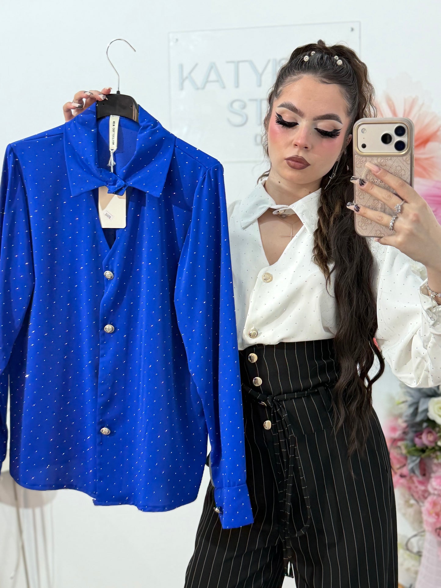 Cămașă elegantă cu cristale ștanțate MARIA