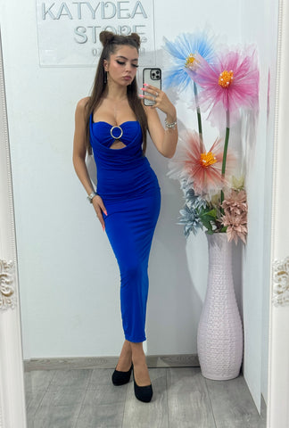 Rochie pe corp midi albastră Jessica