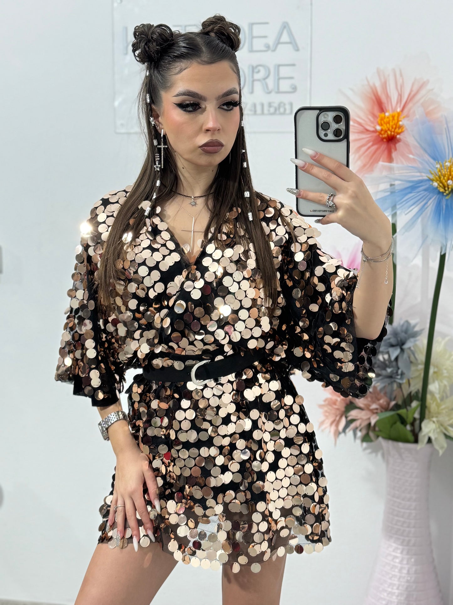 Salopetă din paiete aurii ALINNE