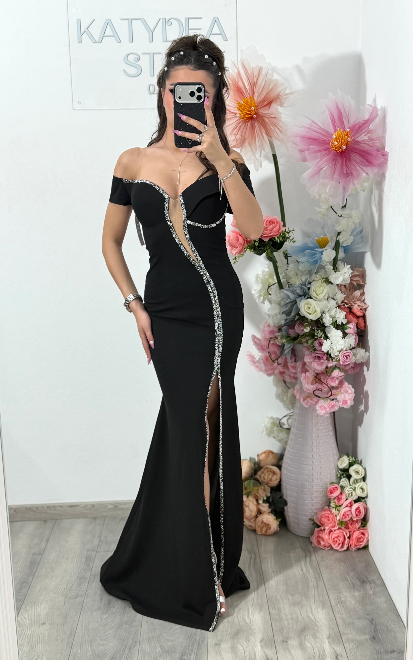 Rochie lunga neagra eleganta tip sirena Katherine