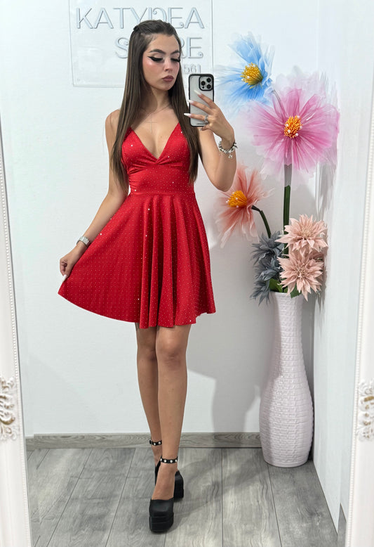 Rochie cu cristale Maria roșie
