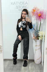 Pantaloni jeans cu design patchwork & efect ripped ALICE