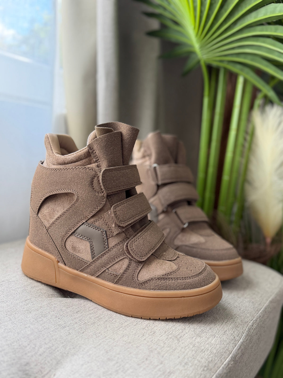 Sneakers taupe înalți ISABEL