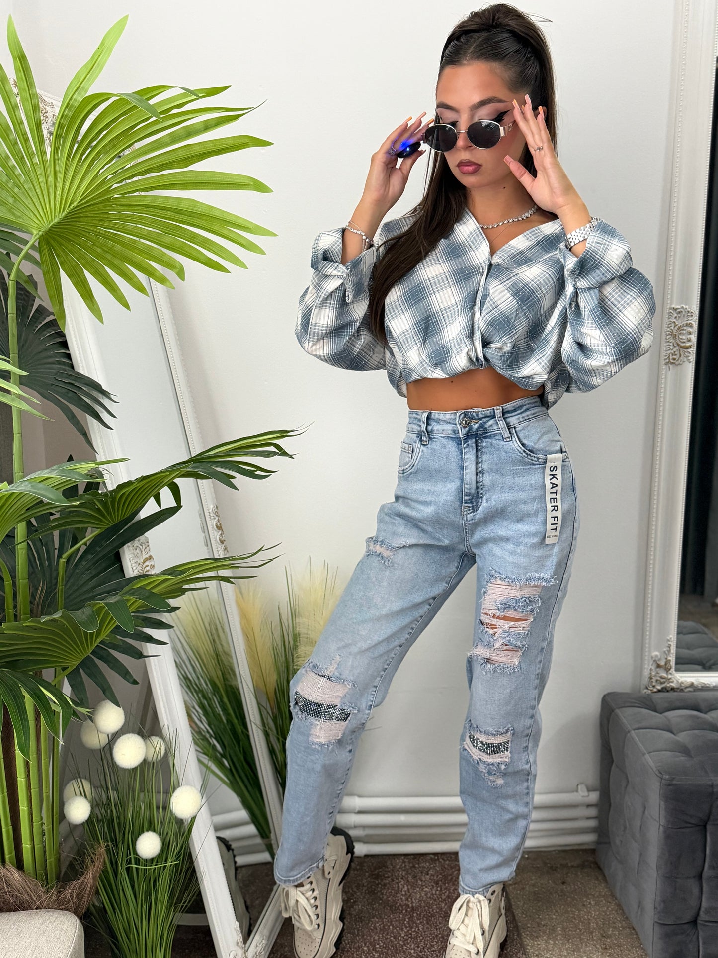 Jeans albaștri BaggyFit Paula