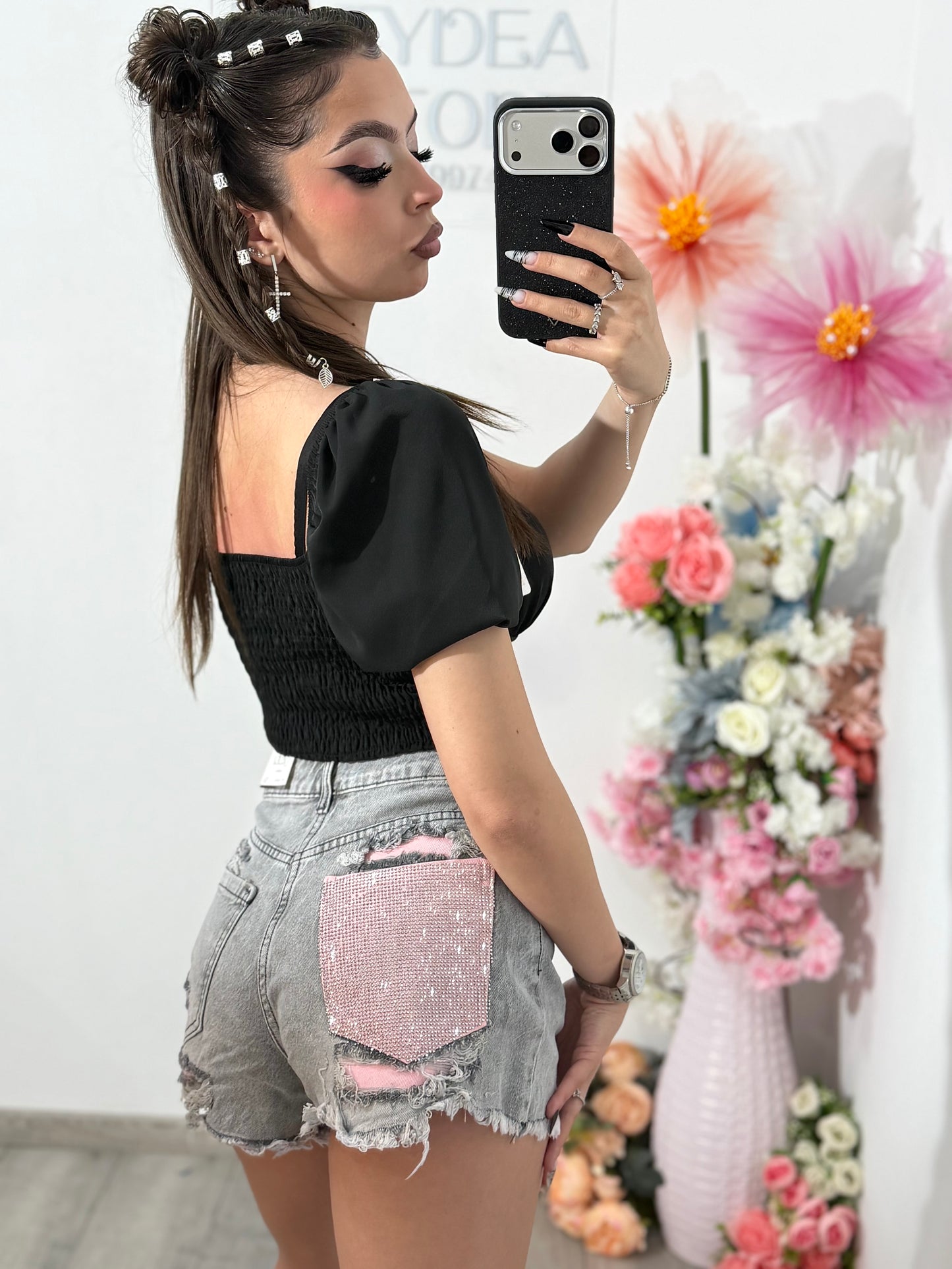 Pantaloni denim gri PINK