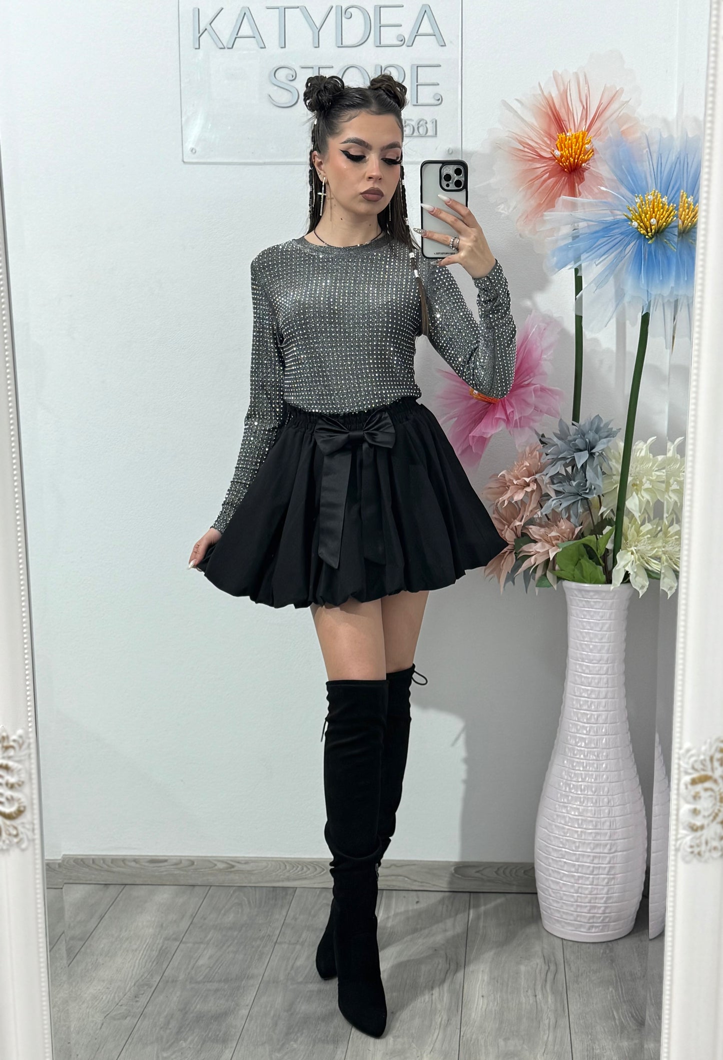 Bluză cu cristale argintii ANA