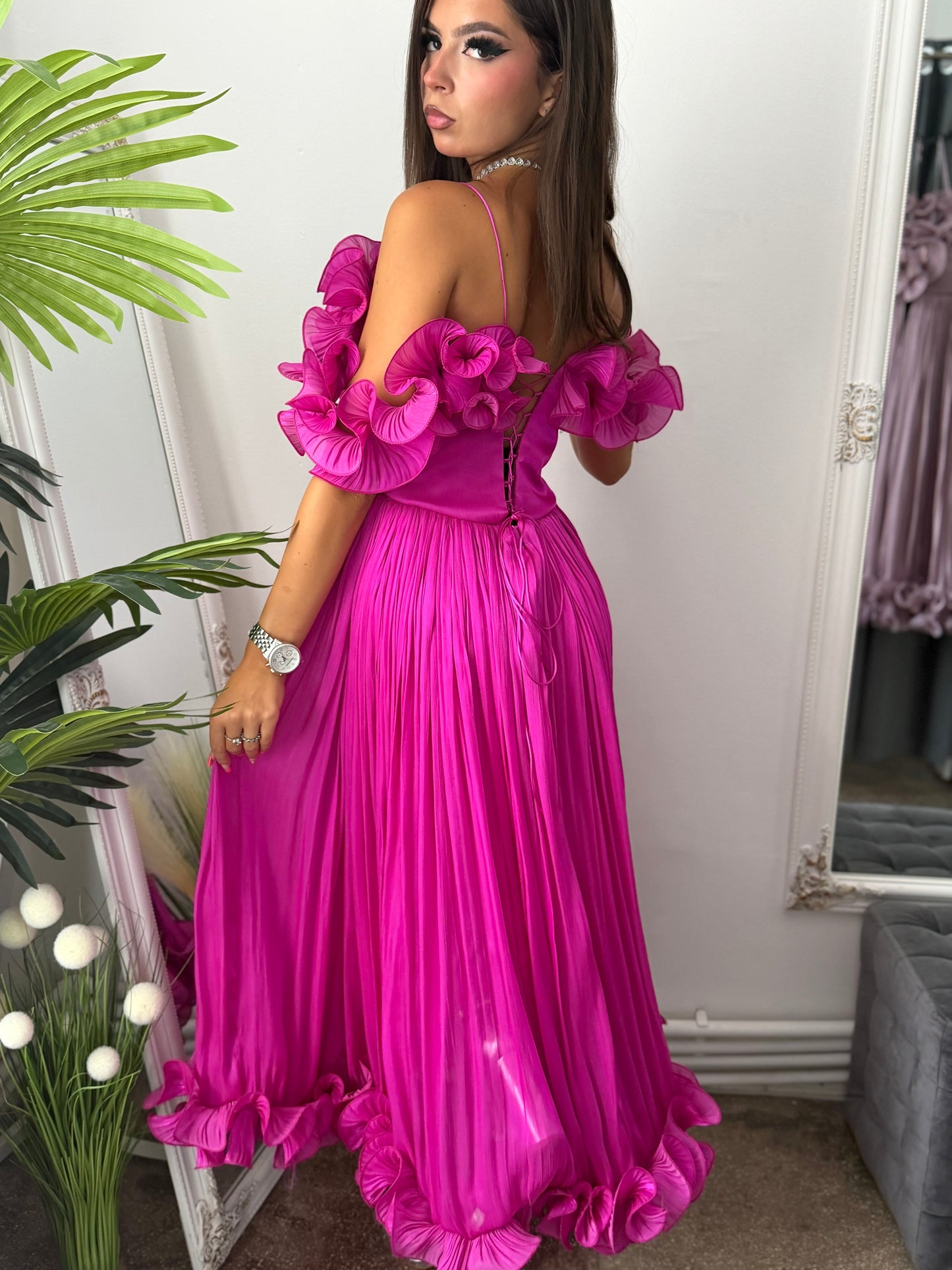 Rochie eleganta fucsia Paulinne