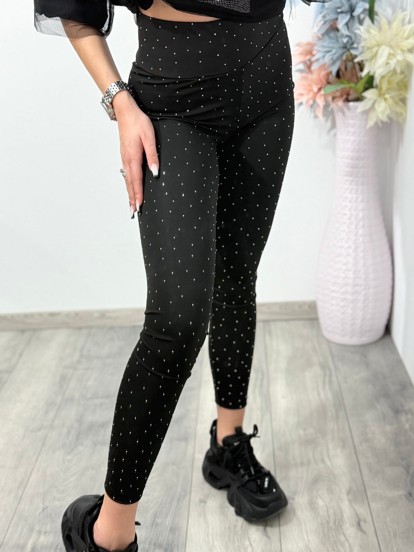 Colanti modelatori negri cu cristale ștanțate ANA