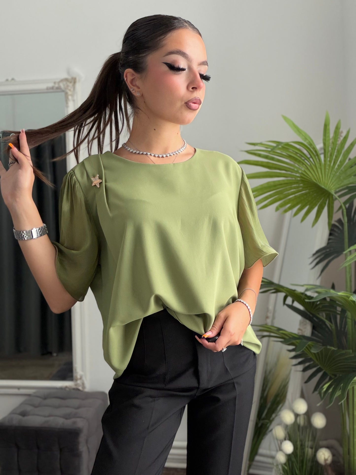 Cămașă elegantă vernil ANTONIA