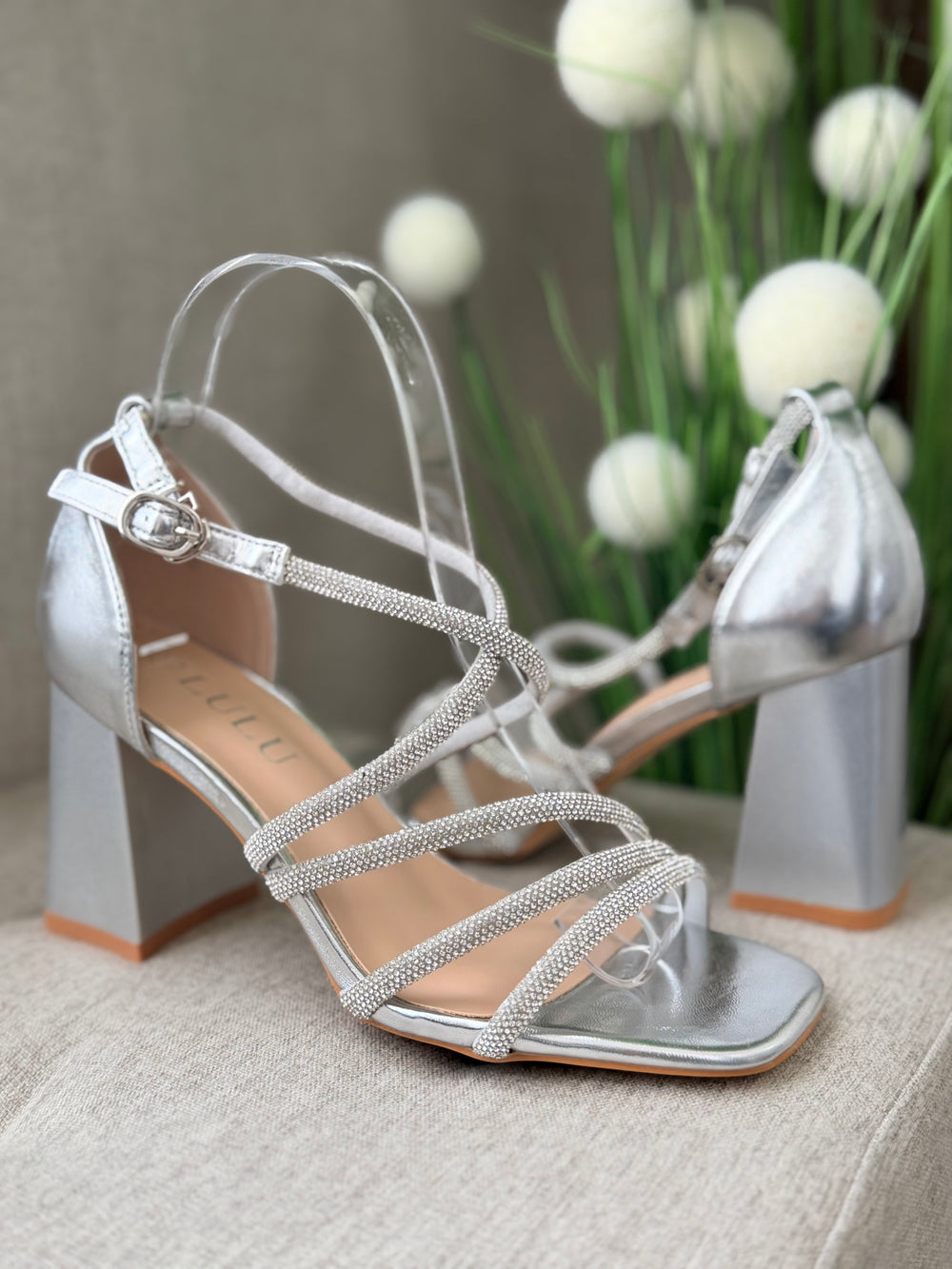 Sandale elegante cu barete cu cristale silver RAMONA