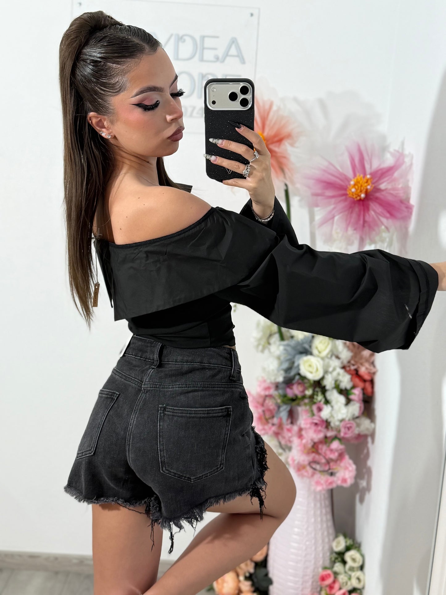 Pantaloni scurți din denim BLACK CRISTAL