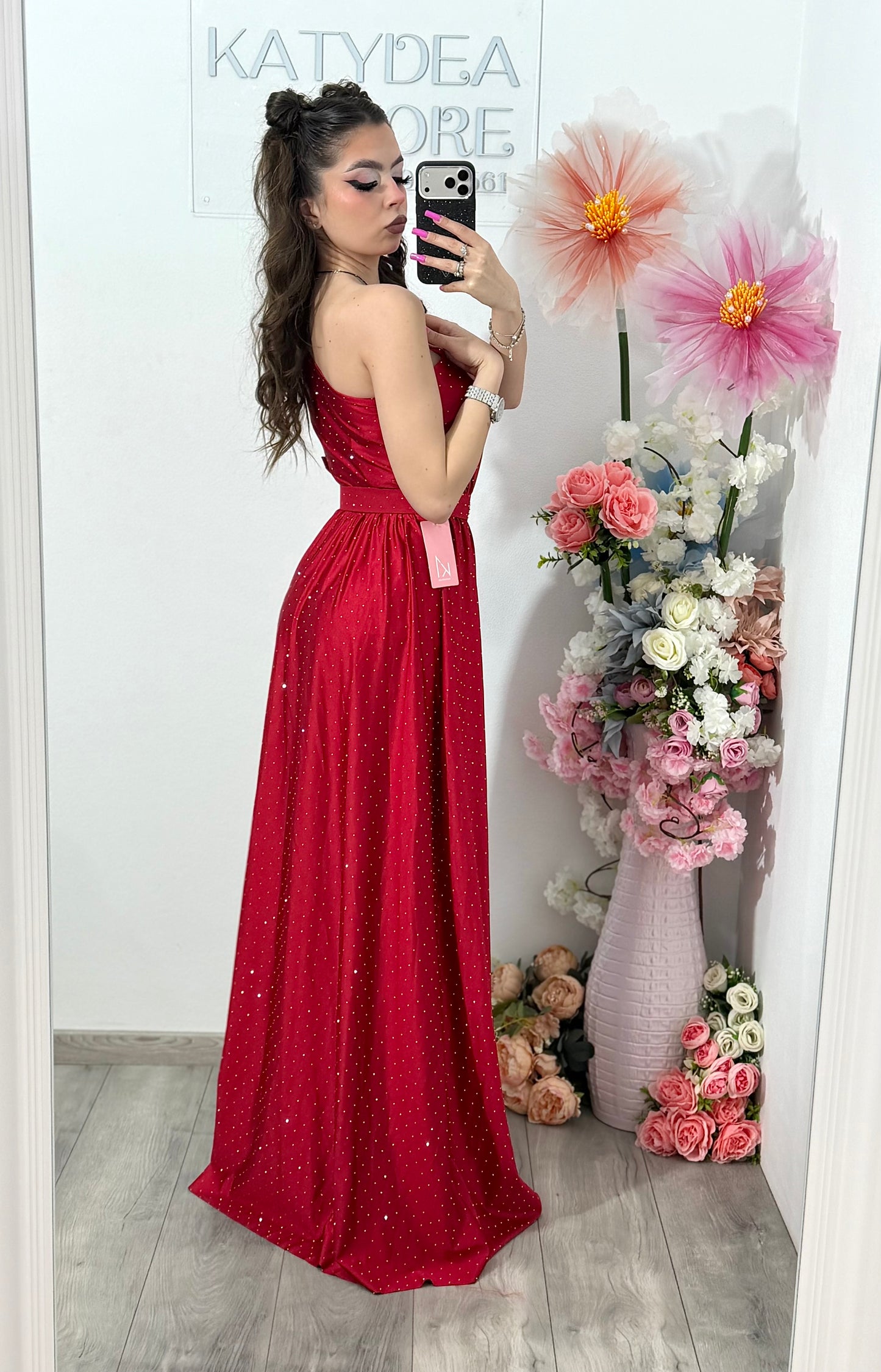 Rochie elegantă cu cristale rosie Cleopatra