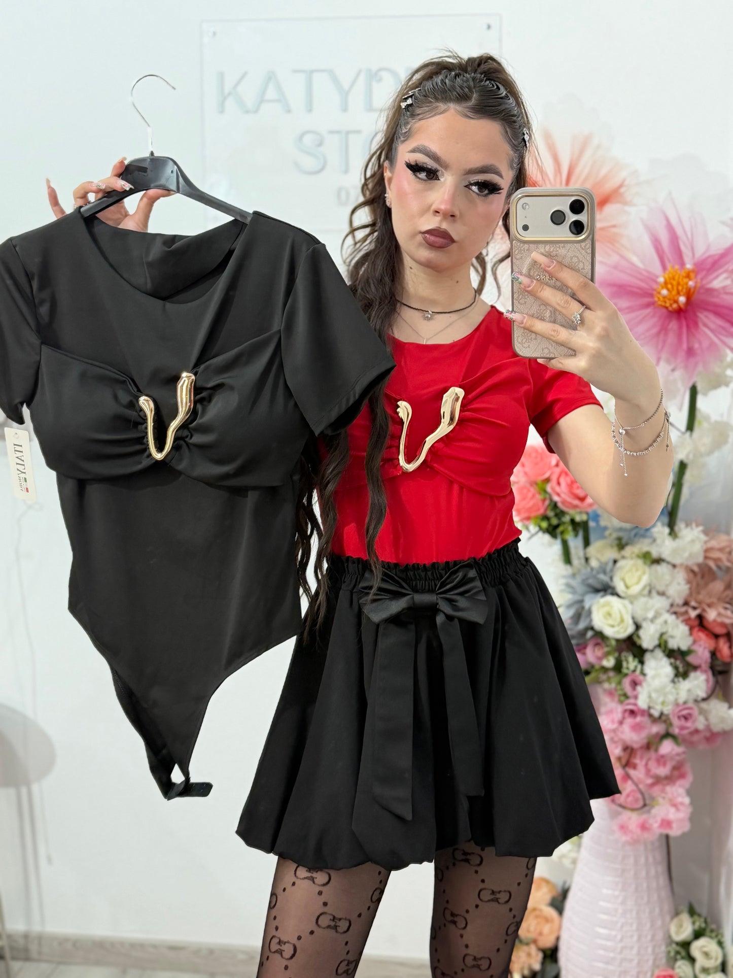 Body elegant cu accesoriu auriu DELIA