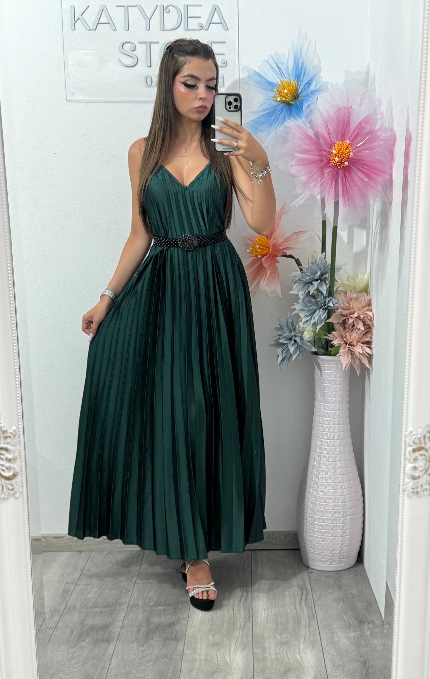 Rochie cu pliseu satinat Koria