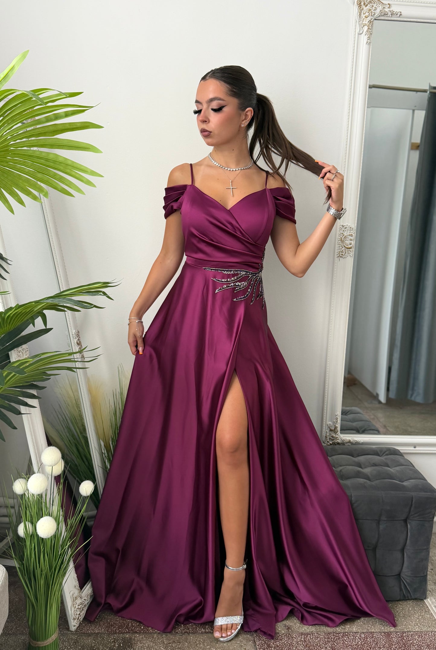 Rochie elegantă prună KARINNA