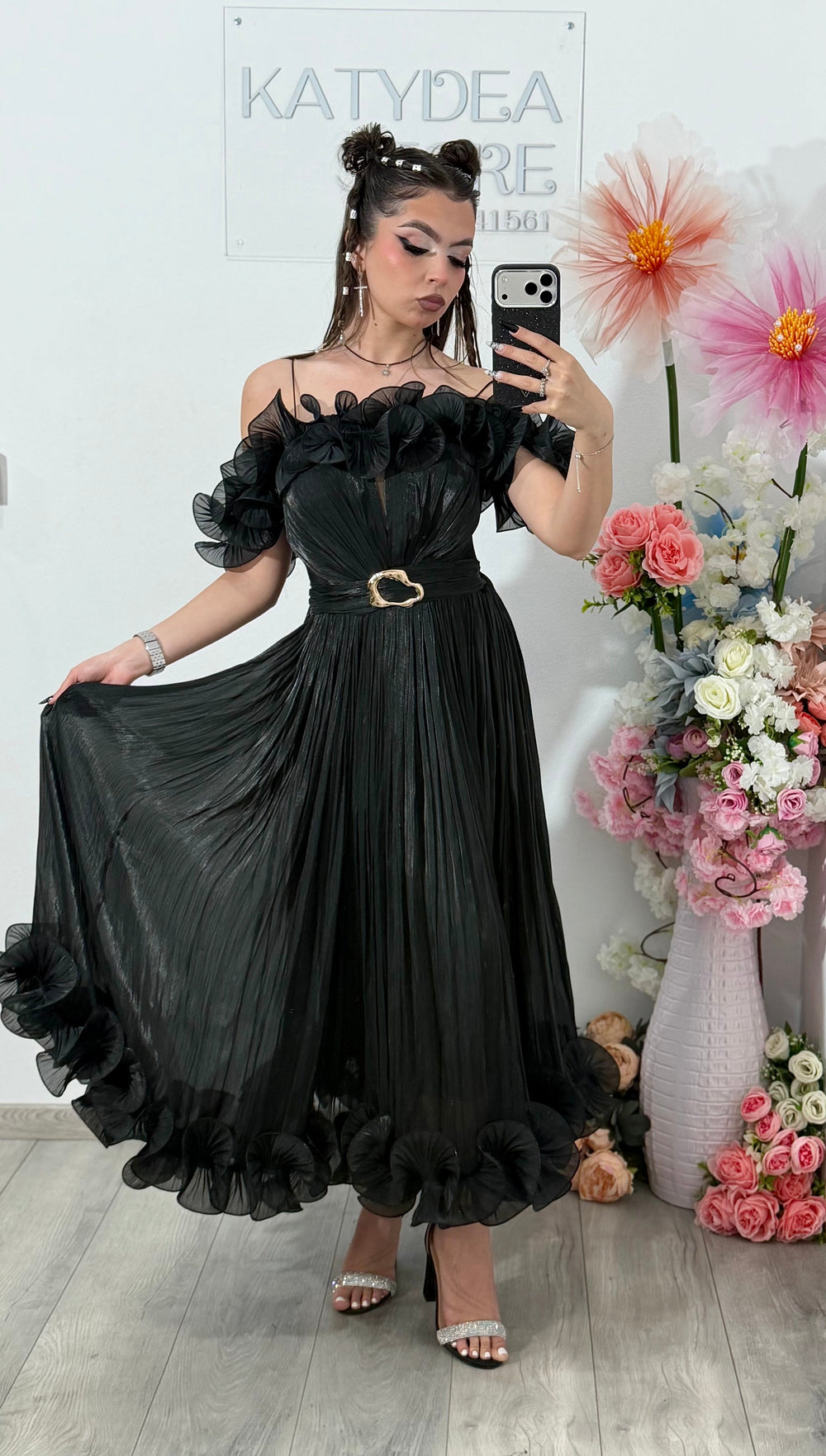 Rochie elegantă neagră PAULINNE