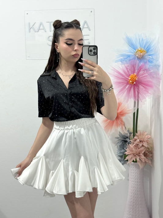 Cămașă elegantă cu cristale neagra Marissa