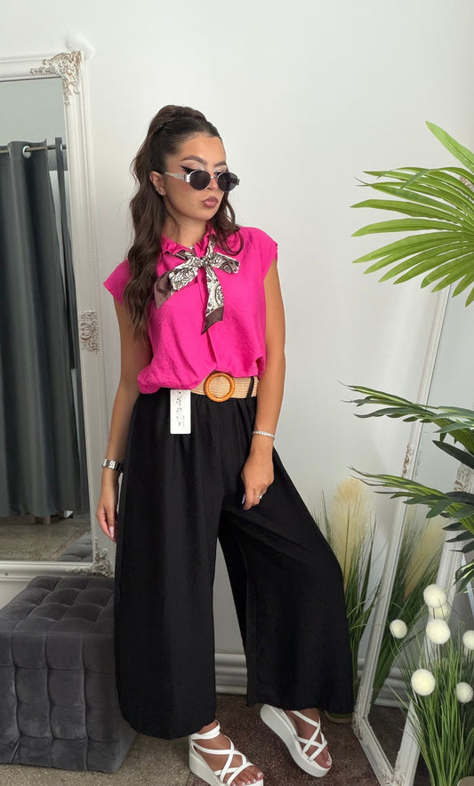 Pantaloni de vară 3/4 negri JULIA