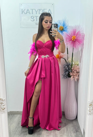 Rochie lungă cu paiete Pinko fucsia