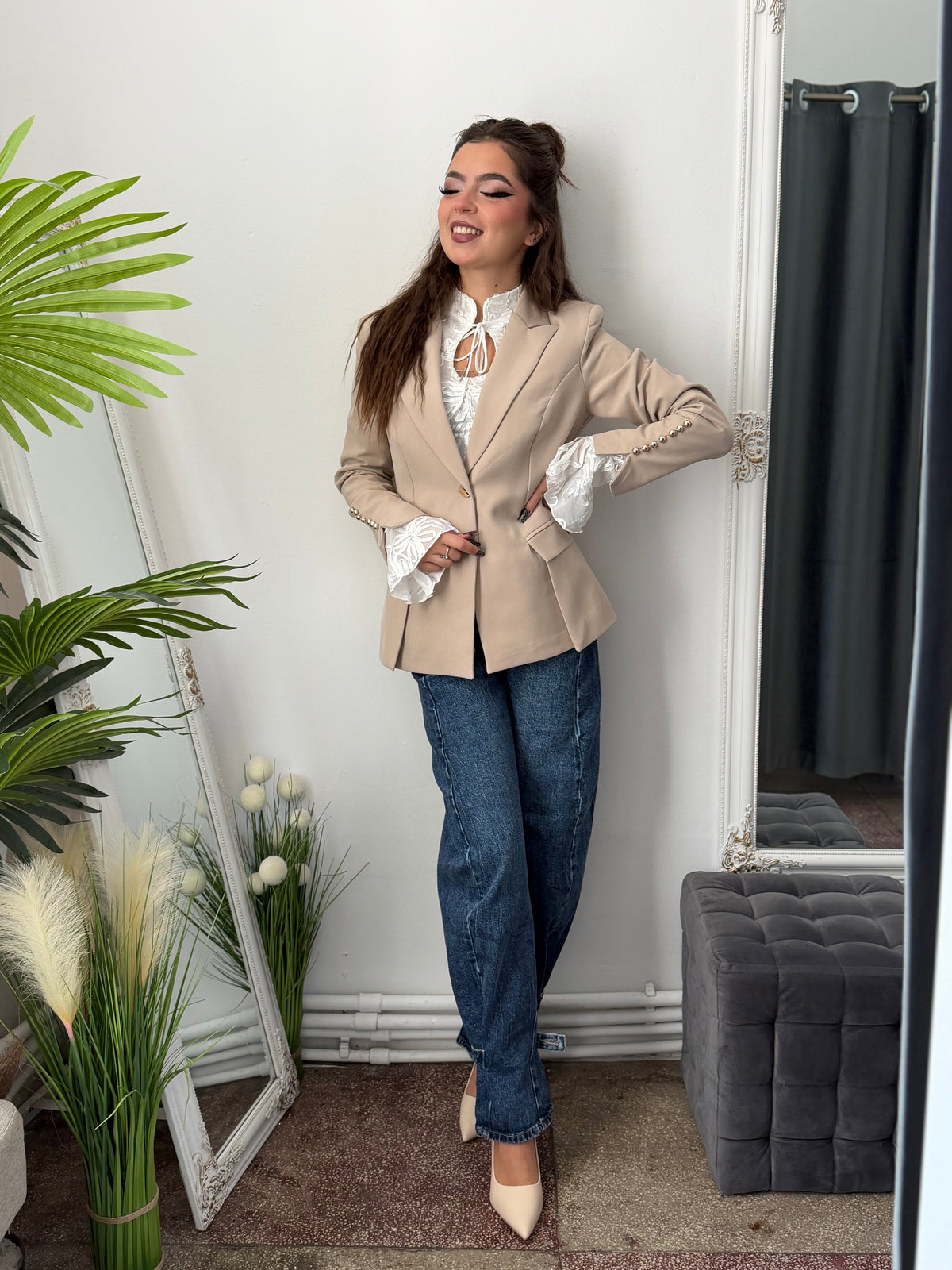 Sacou bej casual ANNE
