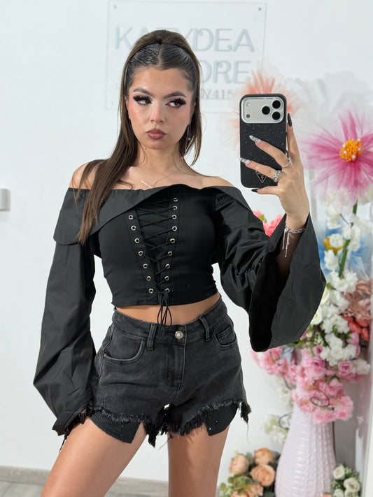 Pantaloni scurți din denim BLACK CRISTAL