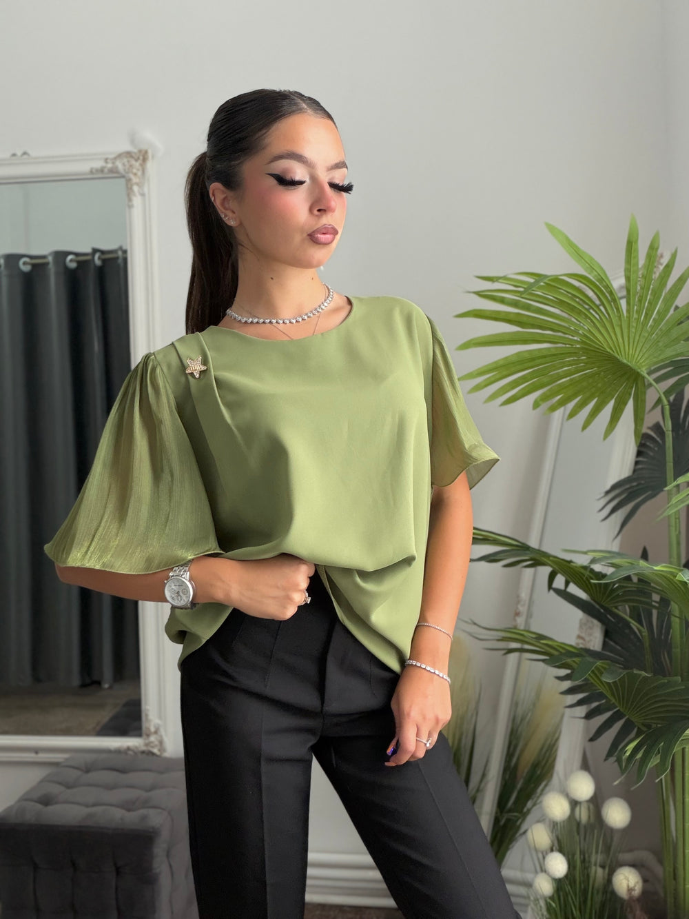 Cămașă elegantă vernil ANTONIA
