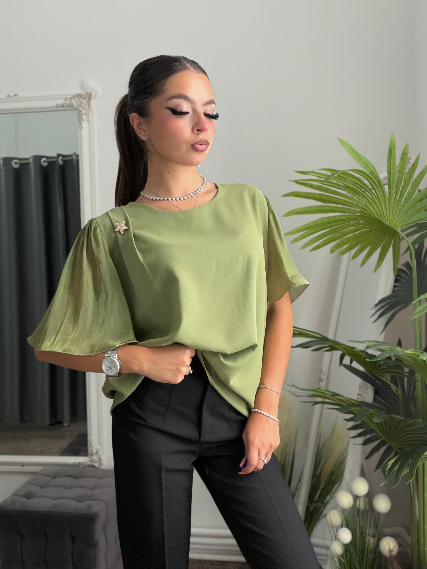 Cămașă elegantă vernil ANTONIA
