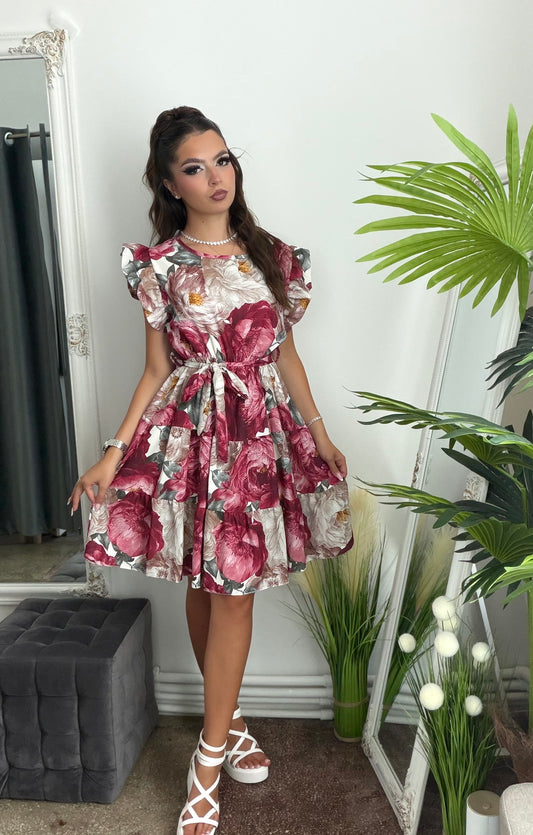 Rochie cu volanase grena ELSA