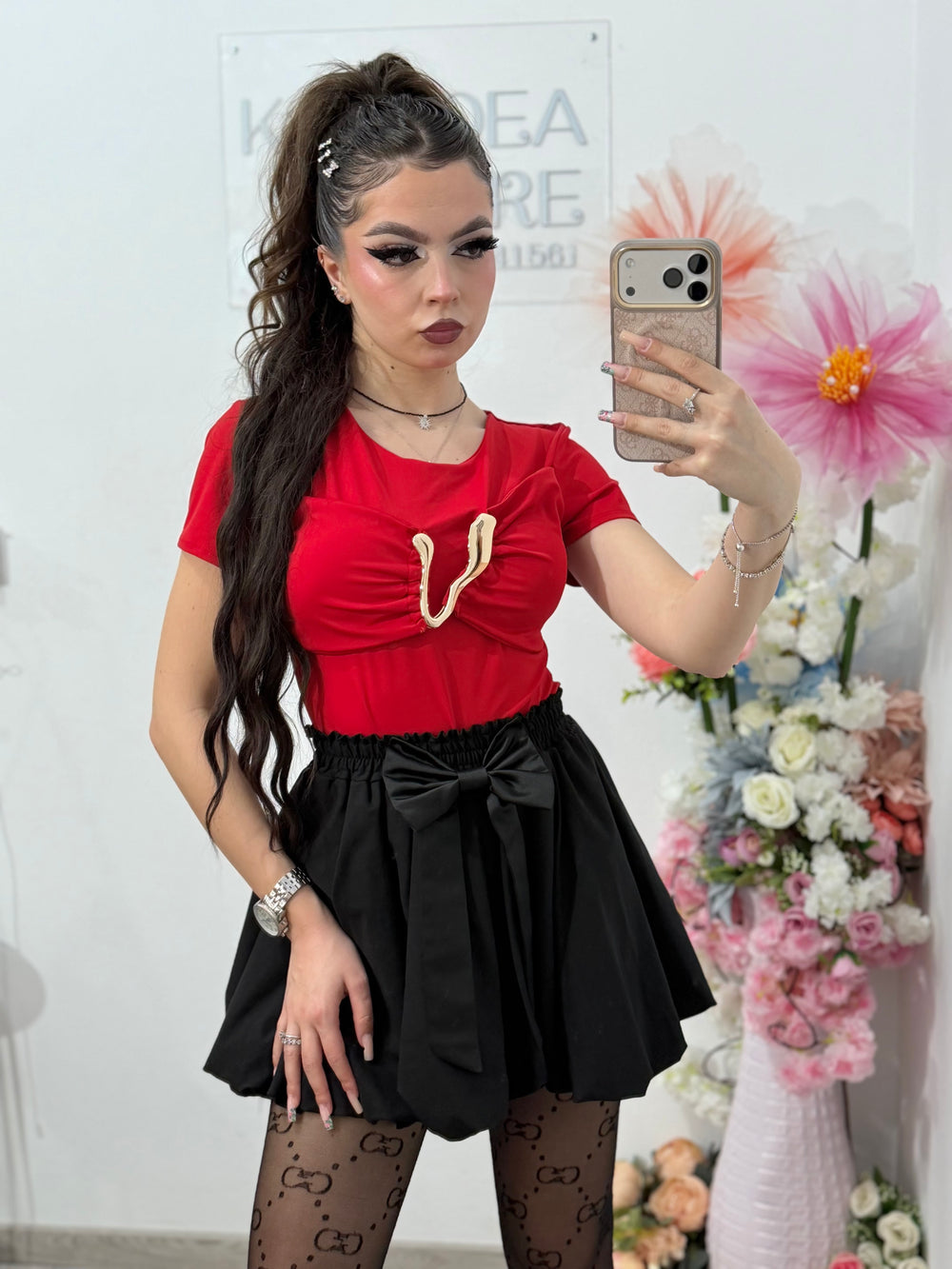 Body elegant cu accesoriu auriu DELIA