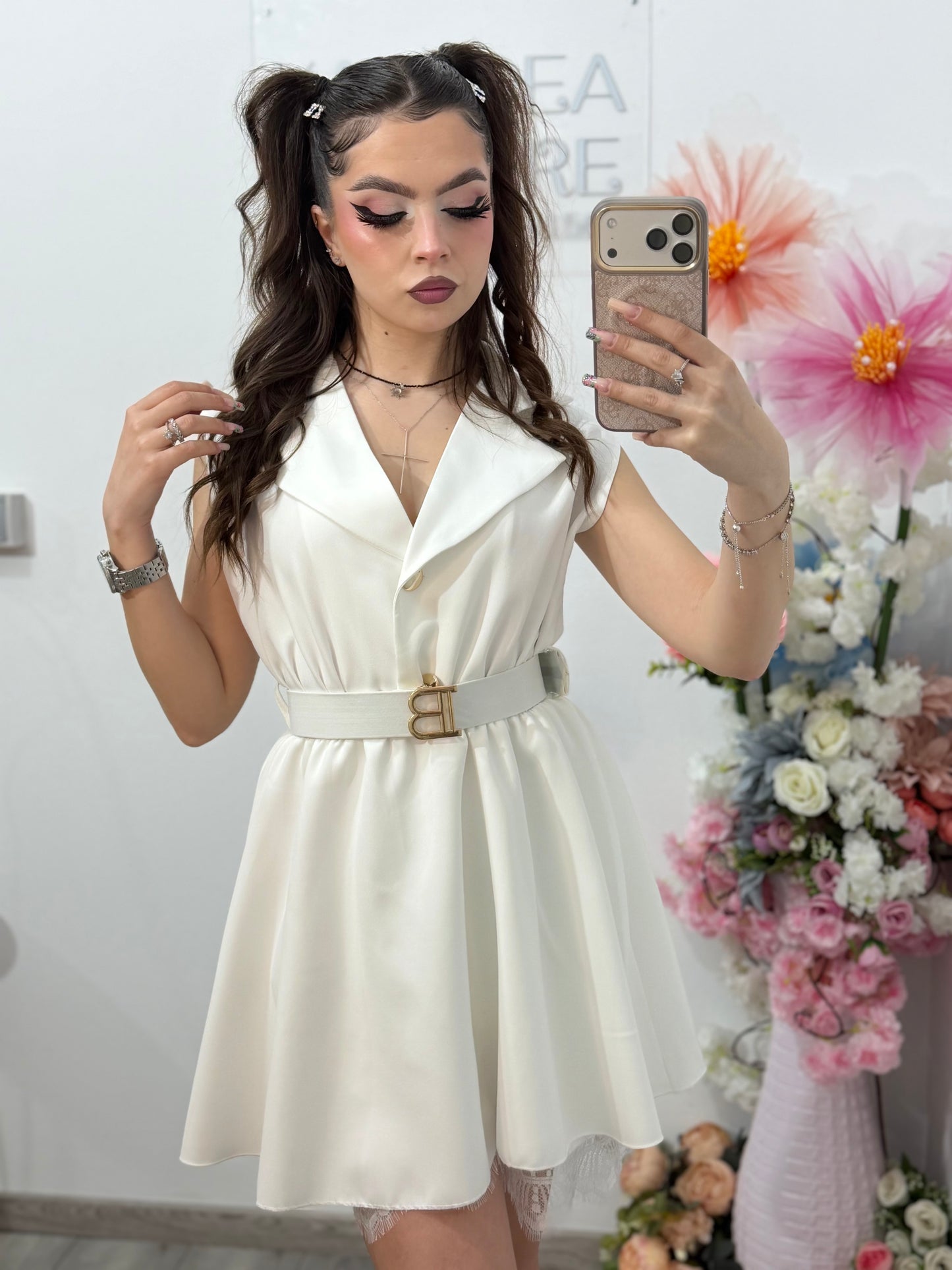 Salopetă elegantă cu dantela alba BABY