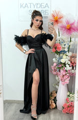 Rochie lunga neagra cu paiete Pinko