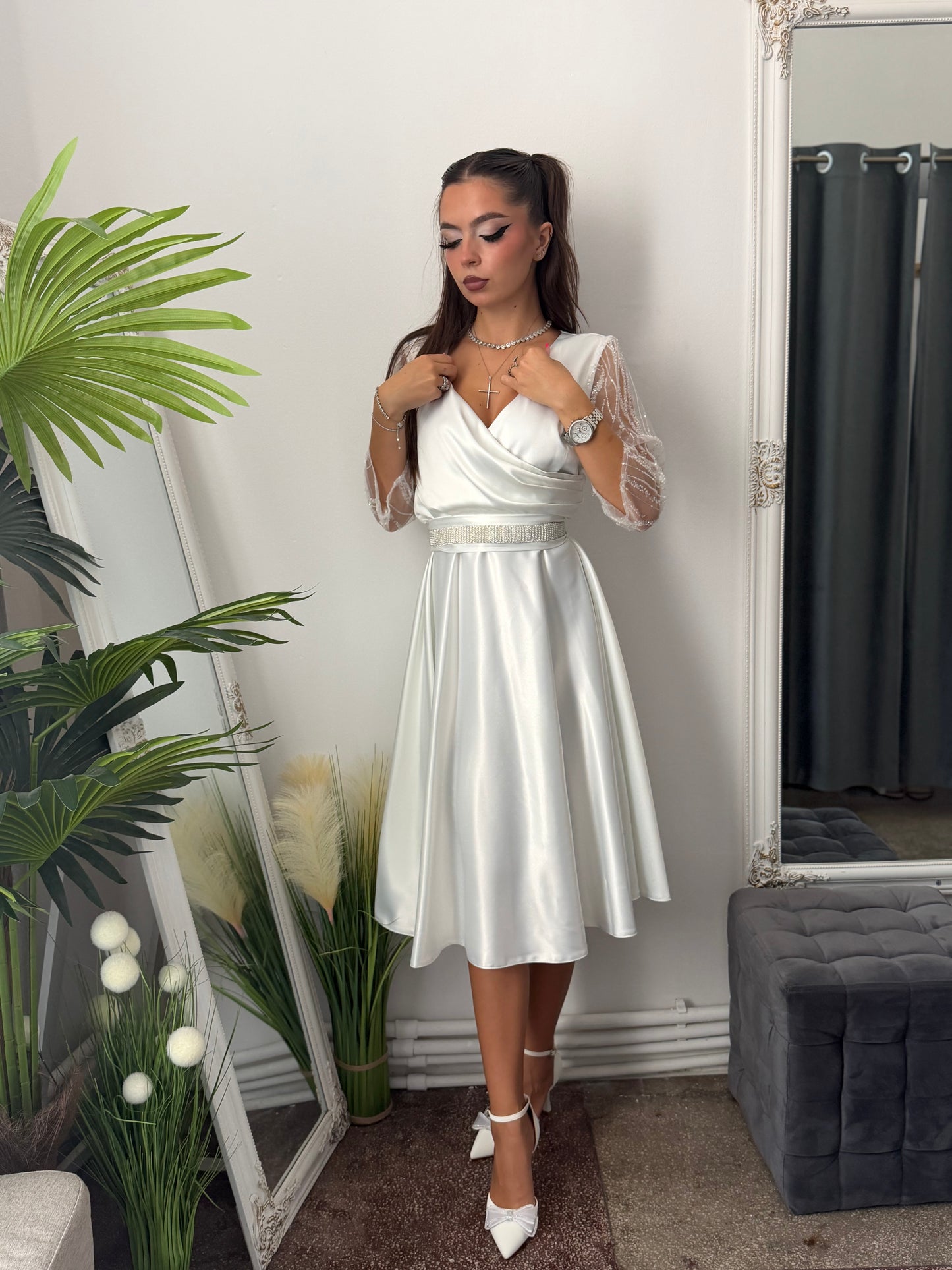Rochie elegantă alba ADRIA