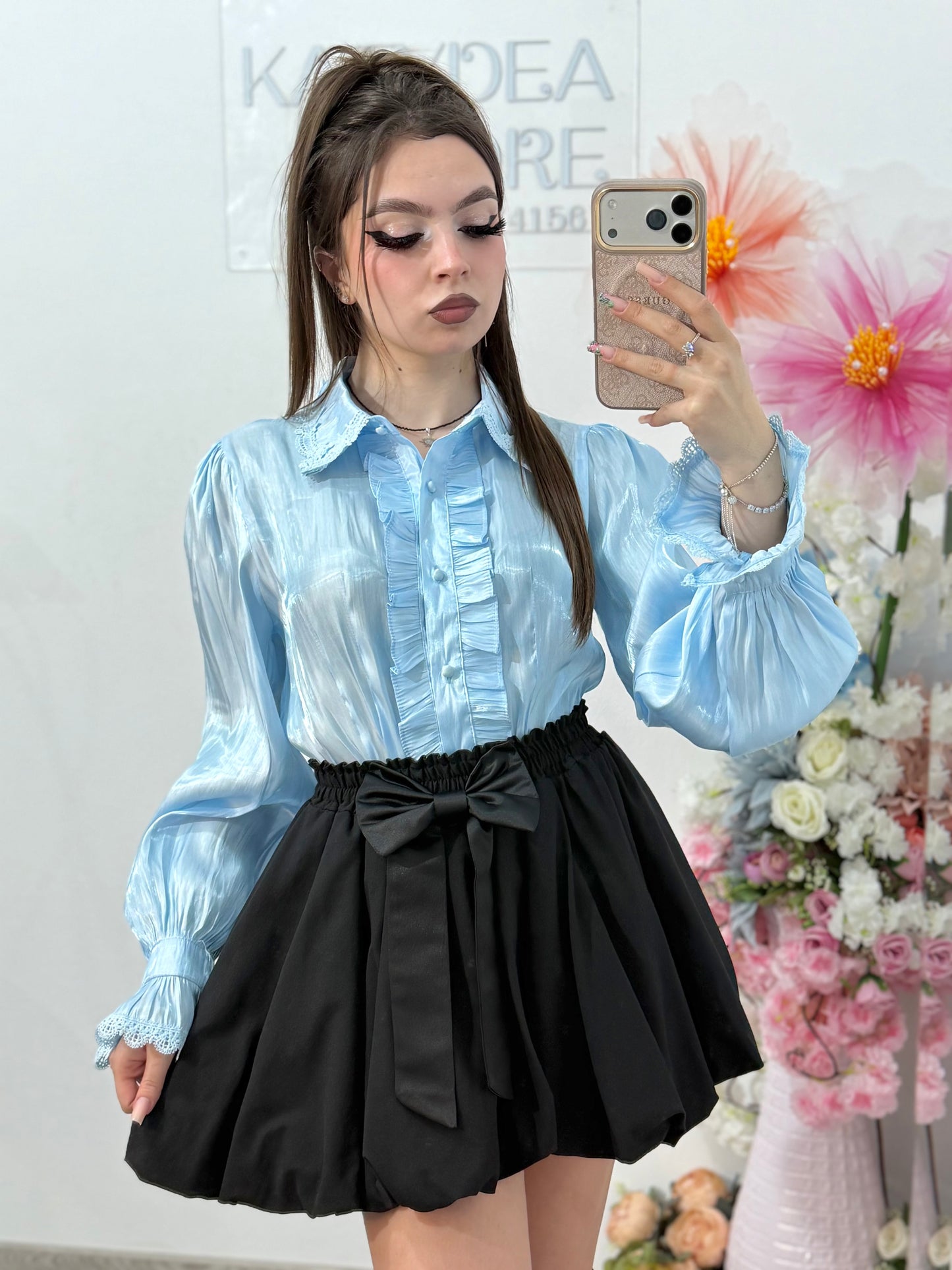 Cămașă satinata cu dantelă DELICE