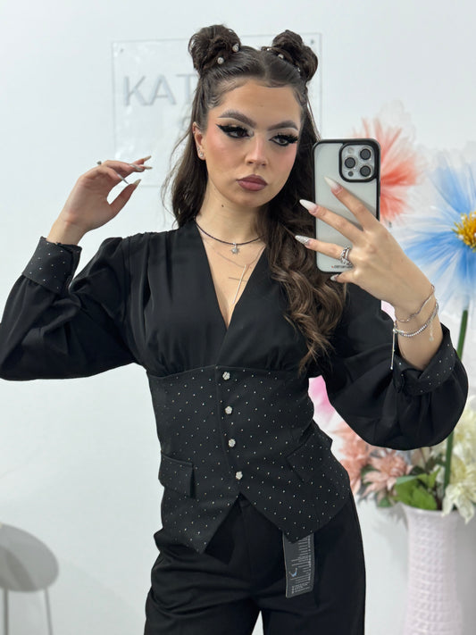 Bluză cu inserții argintii ALICE