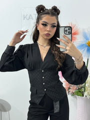 Bluză cu inserții argintii ALICE