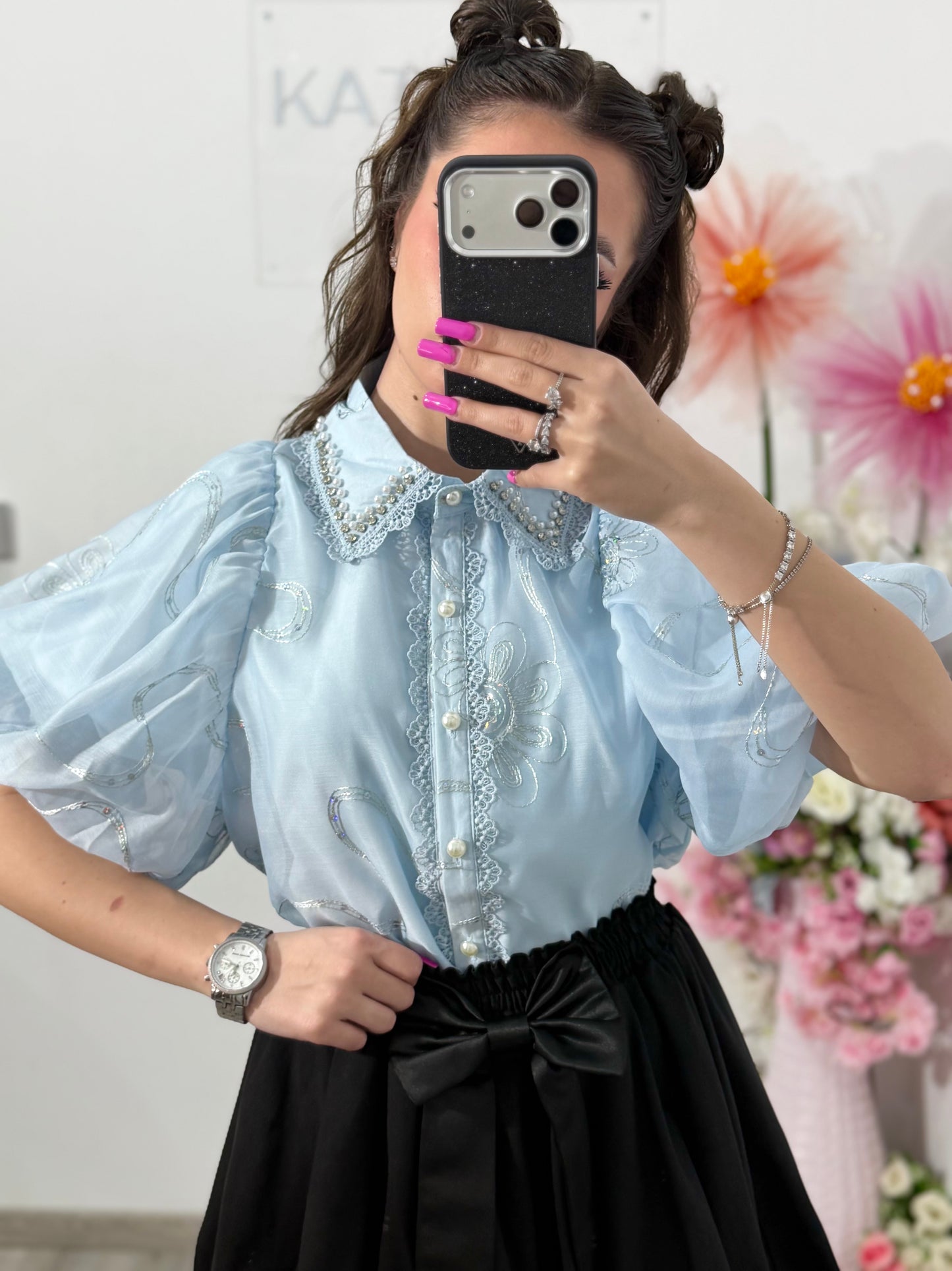 Cămașă elegantă RAMONA bleu