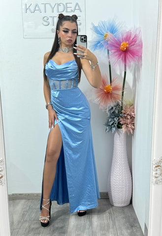 Rochie elegantă cu corset babyblue Alice