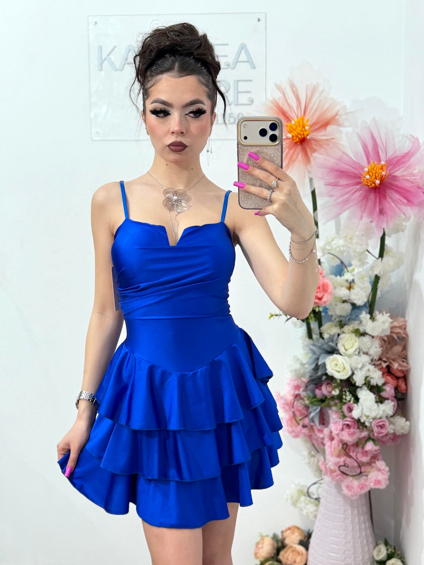 Rochie scurta albastru electric Sabrina